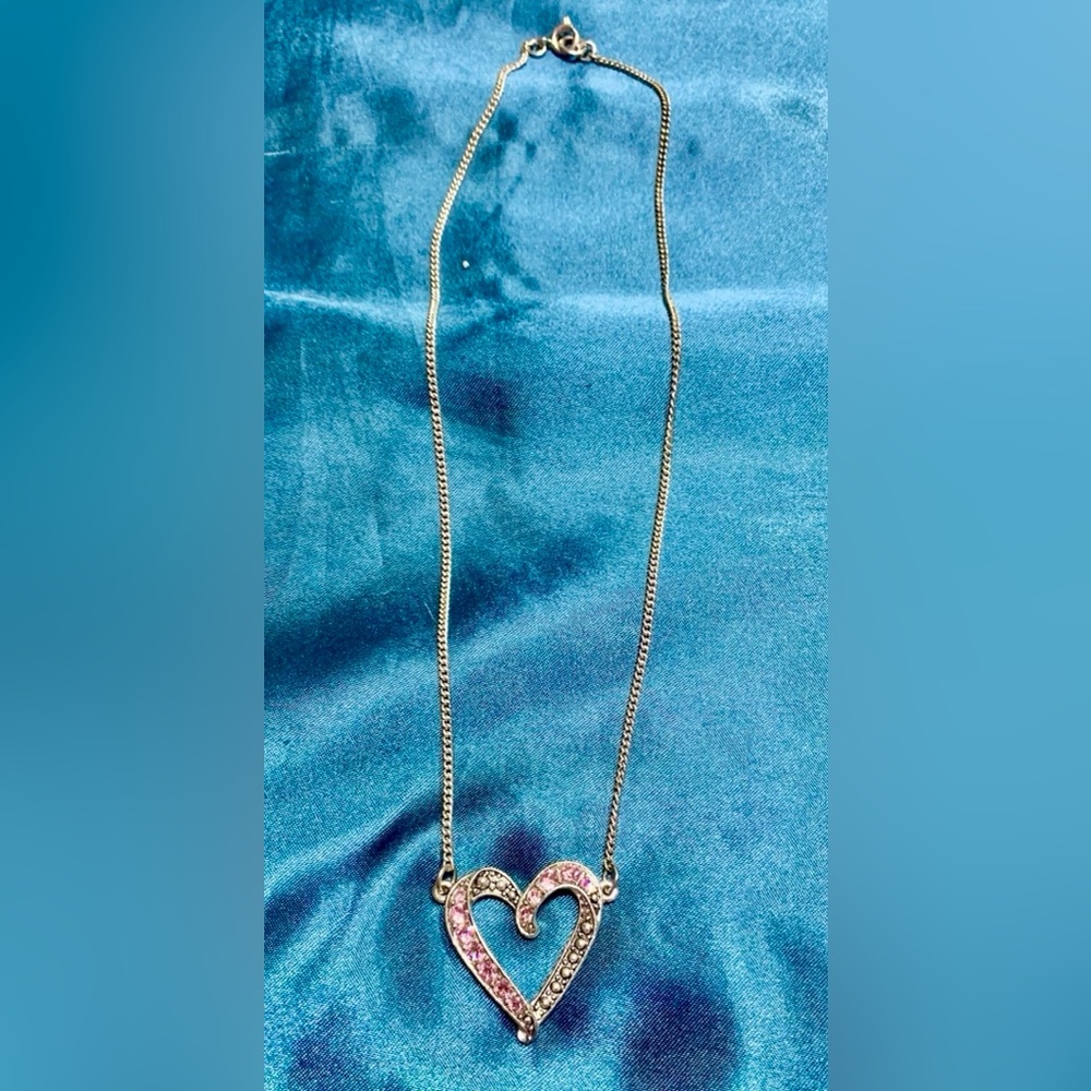 Pink Rhinestone Costume Jewelry Heart Necklace